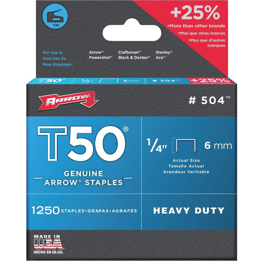 Arrow T50 Staples - 6 mm, 1250-Pack