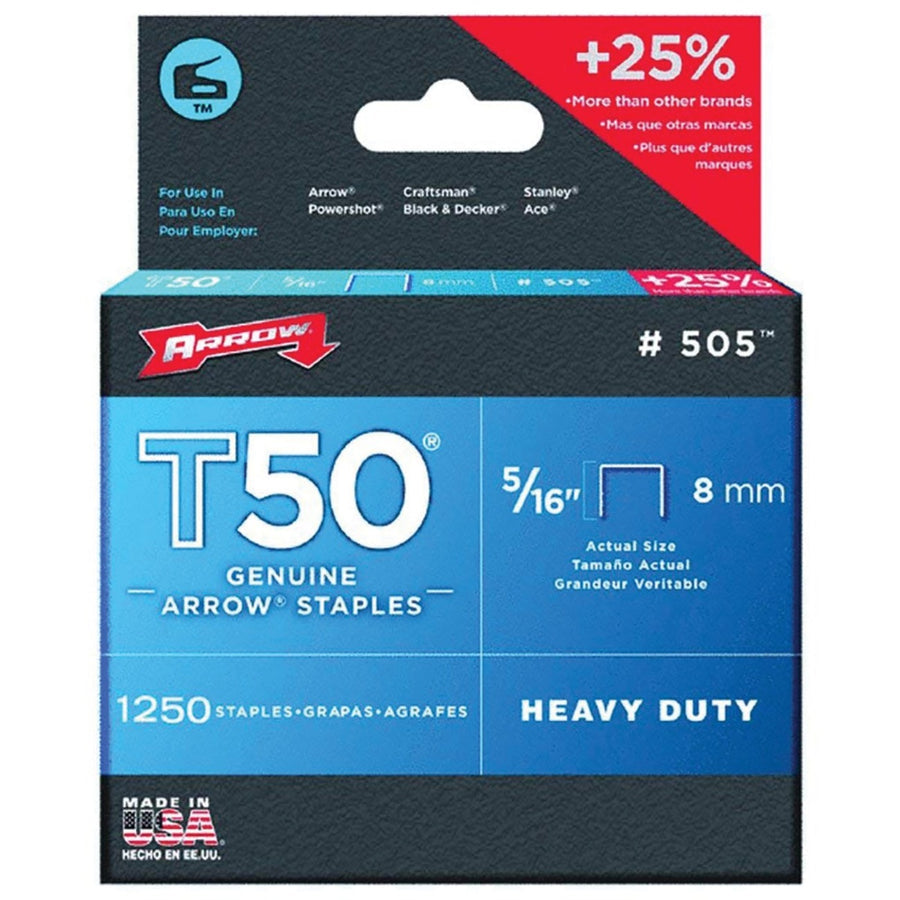 Arrow T50 Staples - 8 mm, 1250-Pack