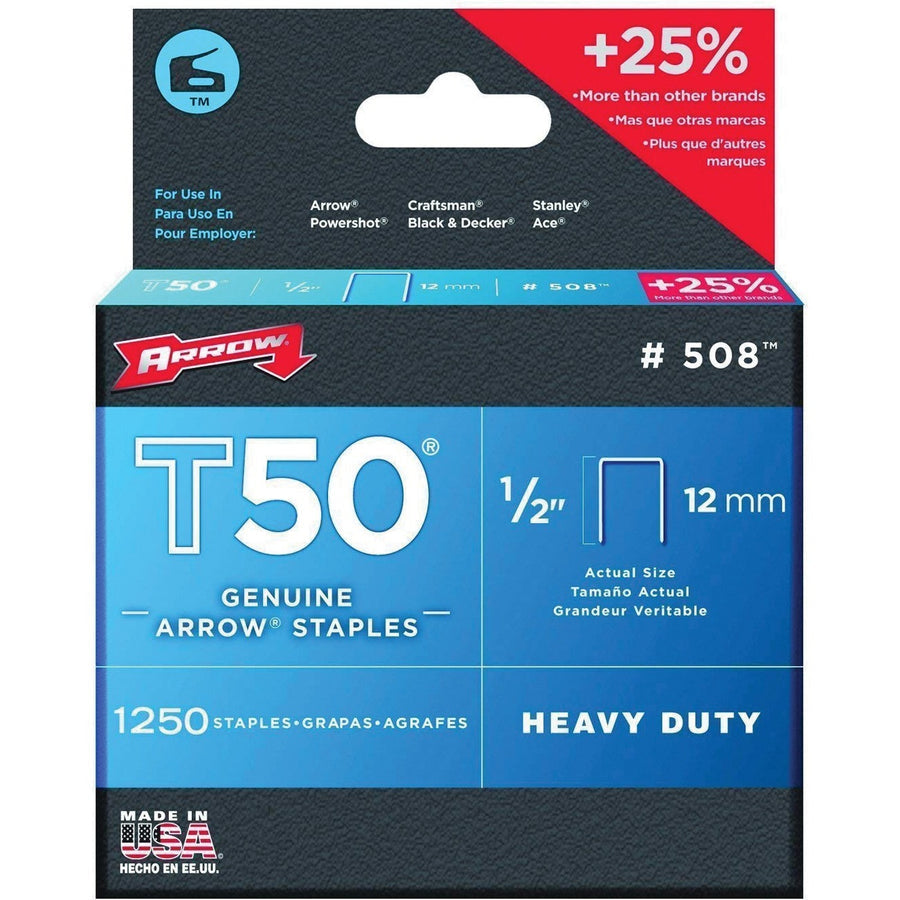 Arrow T50 Staples - 12 mm, 1250-Pack
