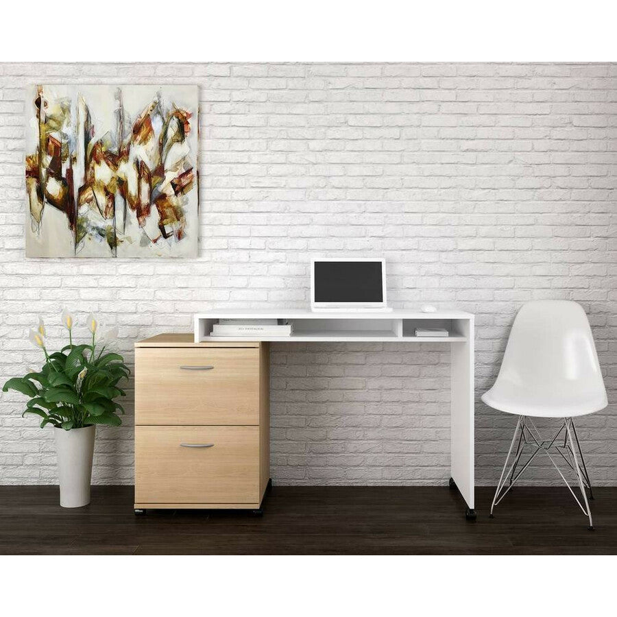 Nexera Essentials Mobile Filing Cabinet, 2-Drawer, Natural Maple