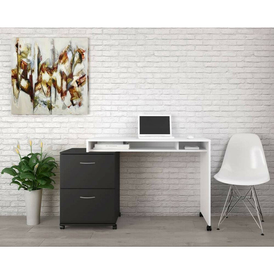 Nexera Essentials Mobile Filing Cabinet, 2-Drawer, Black