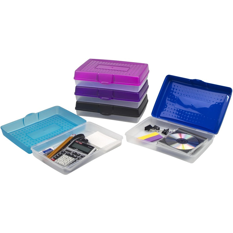 Storex Large Pencil Box, Assorted (12 units/ pack)