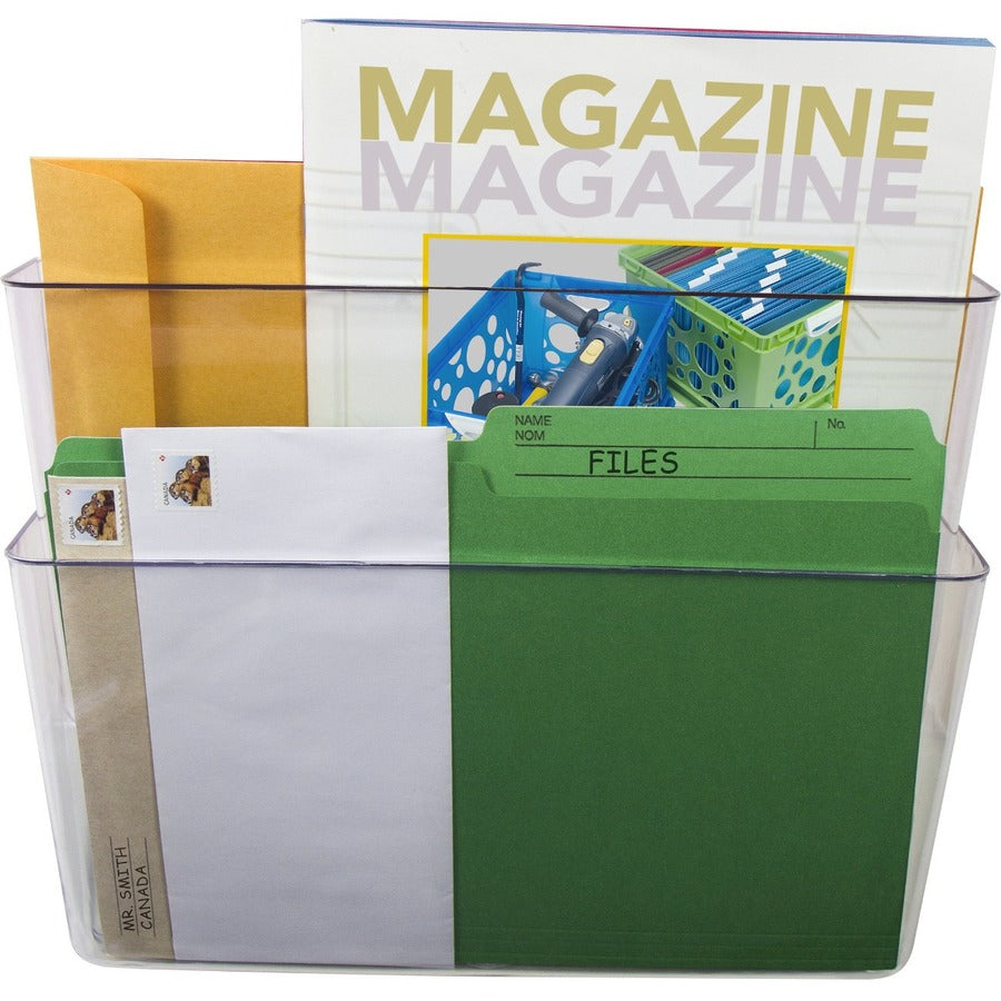 Storex Snap and Stack Wall Pockets Files, Letter - Clear, 2-Pack