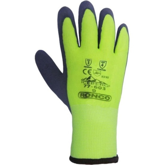 Iceberg Hi-Viz Latex-Coated Thermal Gloves — Extra Large, 6 Pairs