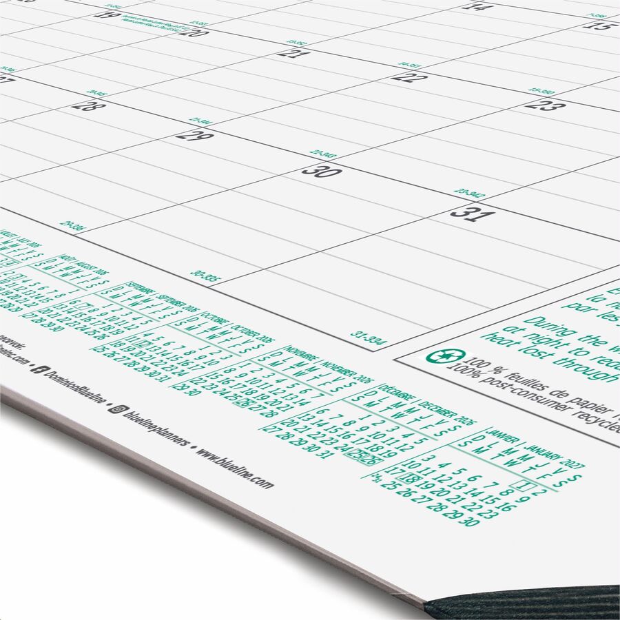 Blueline 2026 EcoLogix Monthly Desk Pad Calendar 22" x 17" — Bilingual