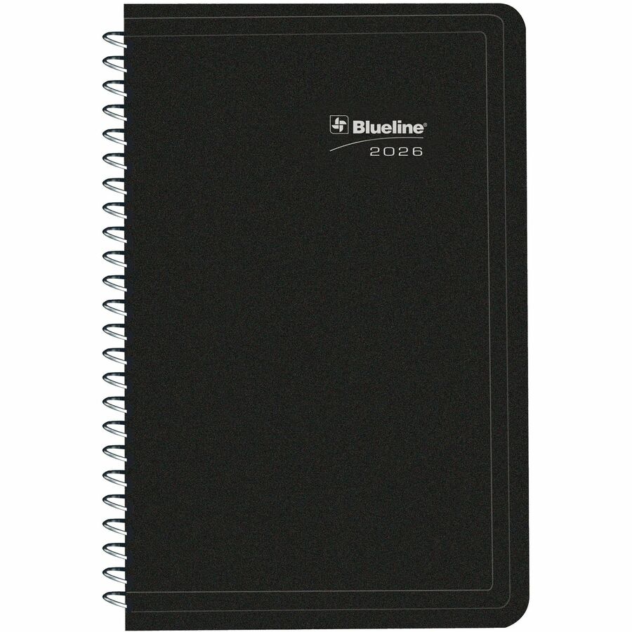 Blueline 2026 Essential 12-Month Daily Appointment Planner - January to December - 8" x 5" - Black - Bilingual