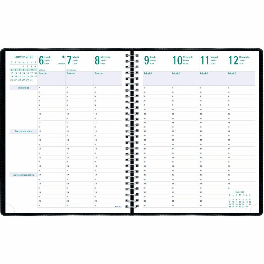 Blueline Timanager 13-Month 7-Day Weekly Planner, 11"x 8-1/2" , French