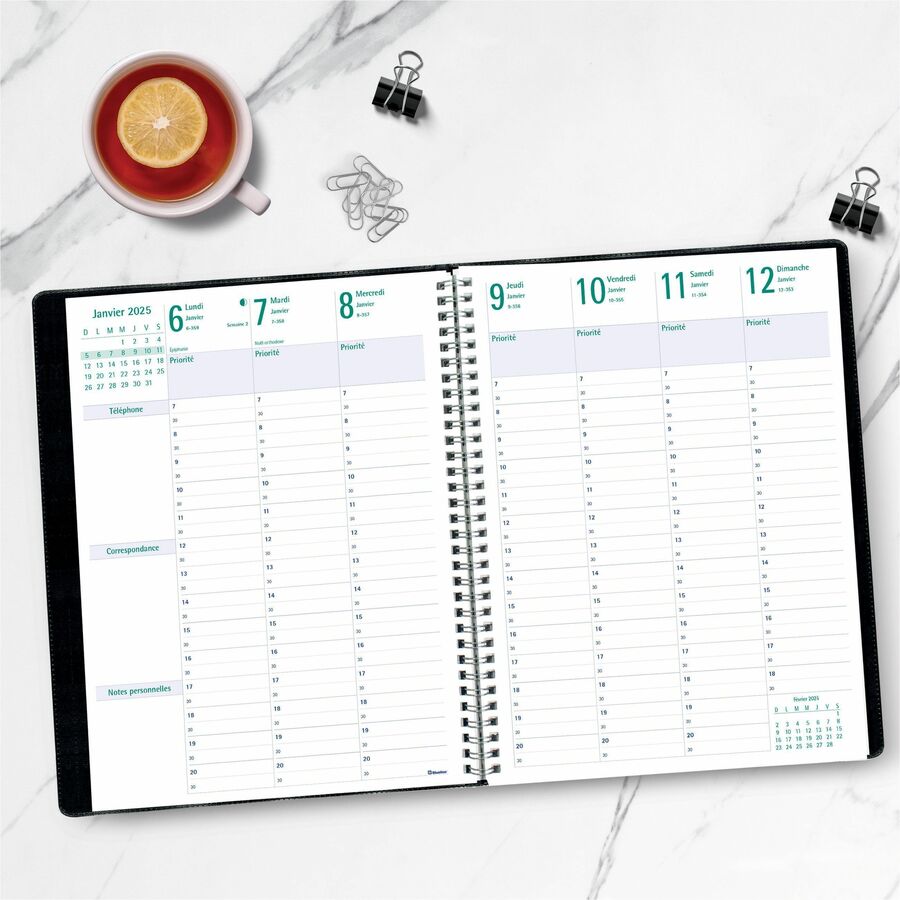 Blueline Timanager 13-Month 7-Day Weekly Planner, 11"x 8-1/2" , French