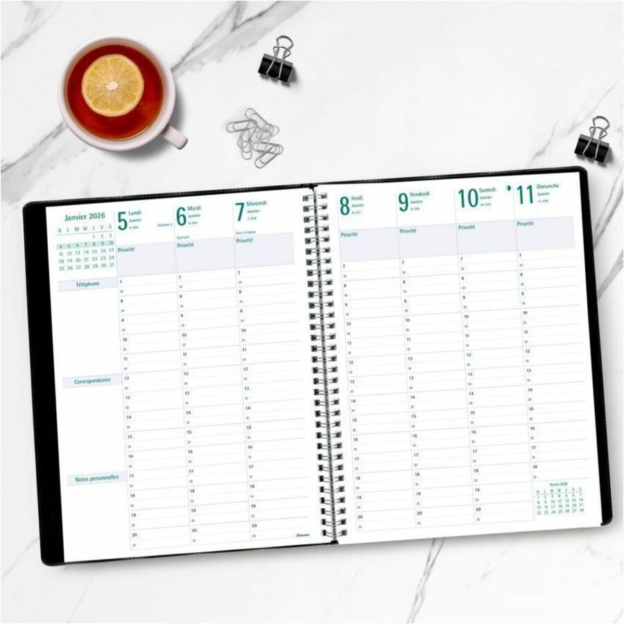 Blueline Timanager 13-Month 7-Day Weekly Planner, 11"x 8-1/2" , French