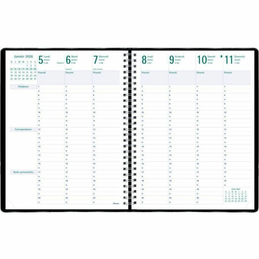 Blueline Timanager 13-Month 7-Day Weekly Planner, 11"x 8-1/2" , French