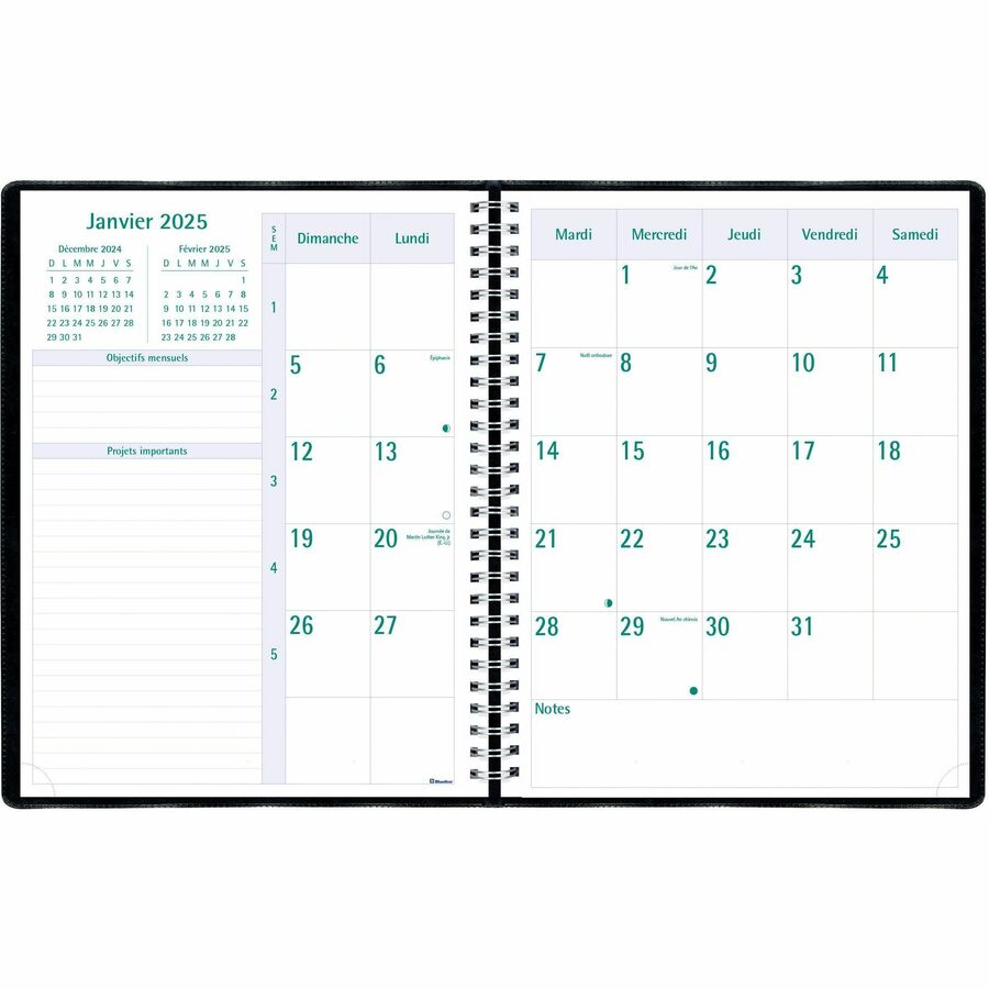 Blueline Timanager 13-Month 7-Day Weekly Planner, 11"x 8-1/2" , French