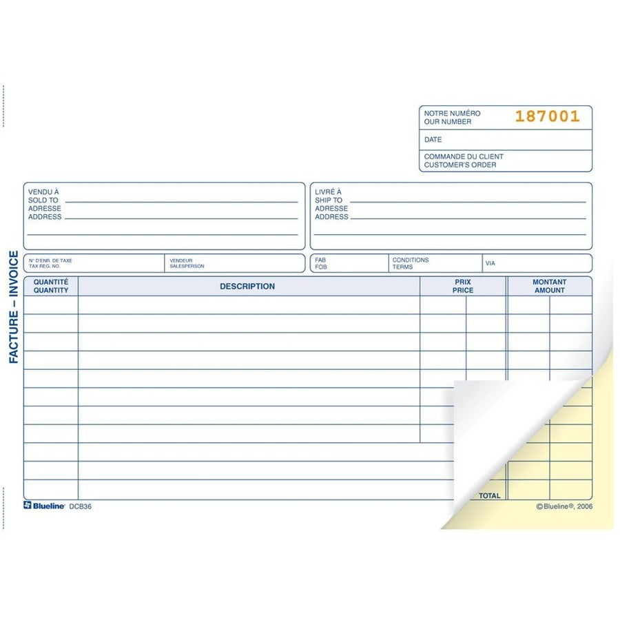 Blueline Invoices Book - BLIDCB36