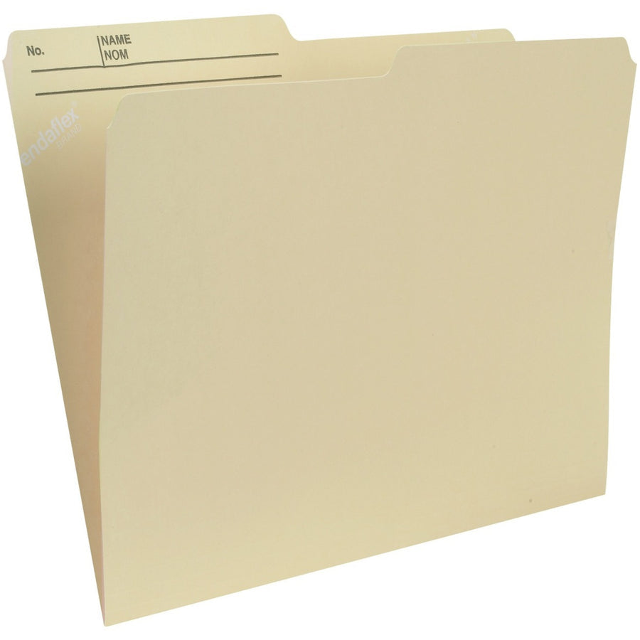 Pendaflex Reversible Top-Tab File Folders - Letter, 1/2-Cut, Manila, Pack of 10