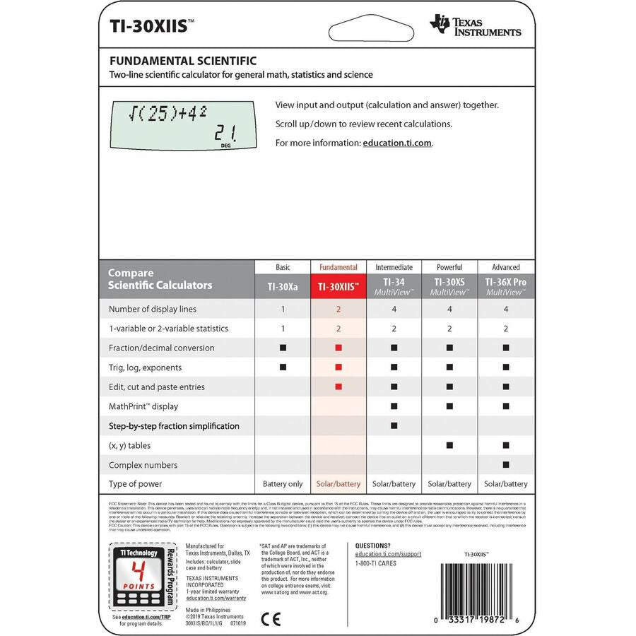 Texas Instruments TI-30XIIS Dual-Power Scientific Calculator
