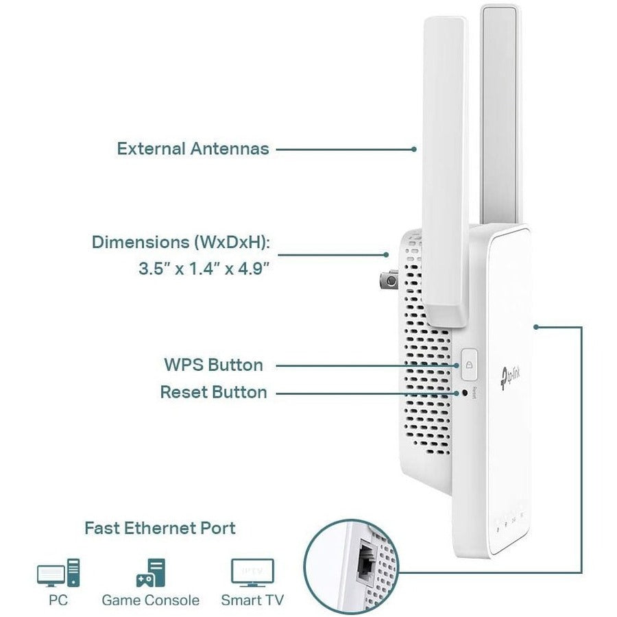 TP-Link RE315 Dual Band IEEE 802.11ac 1.17 Gbit/s Wireless Range Extender