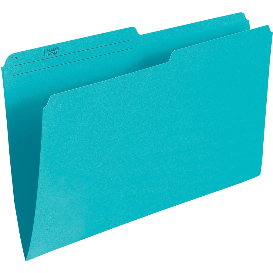 Basics Reversible File Folders - Legal, 1/2-Cut Tab, Box of 100 - Light Teal
