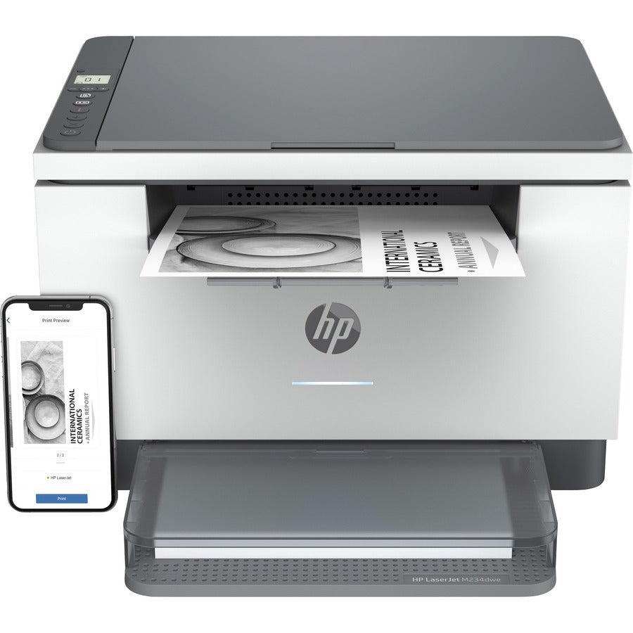 HP LaserJet M234dwe Laser Multifunction Printer-Monochrome-Copier/Scanner-30 ppm Mono Print-600x600 dpi Print-Automatic Duplex Print-20000 Pages-150 sheets Input-Color Flatbed Scanner-600 dpi Optical