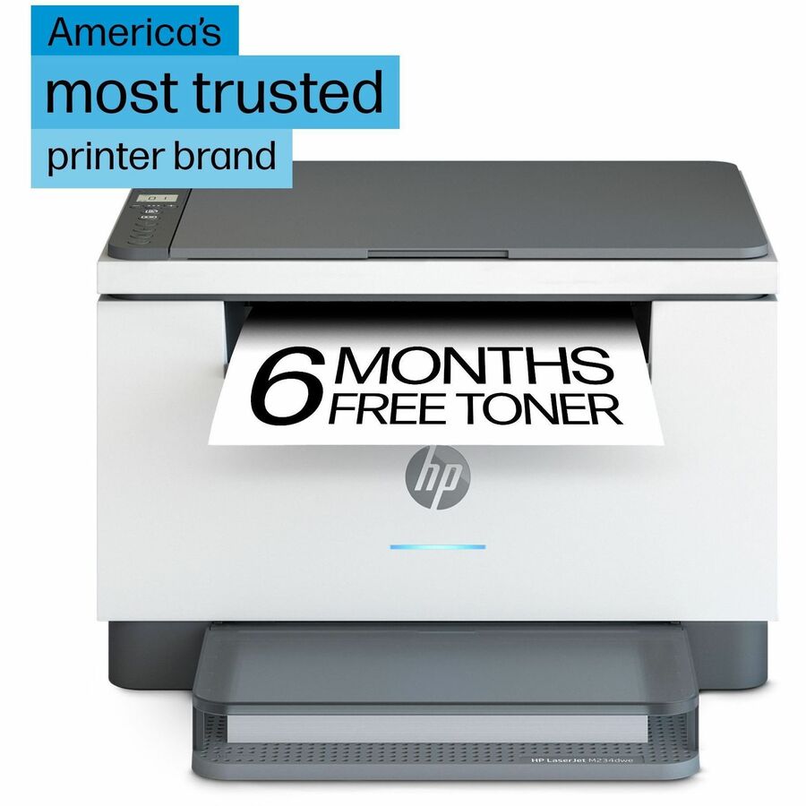 HP LaserJet M234dwe Laser Multifunction Printer-Monochrome-Copier/Scanner-30 ppm Mono Print-600x600 dpi Print-Automatic Duplex Print-20000 Pages-150 sheets Input-Color Flatbed Scanner-600 dpi Optical