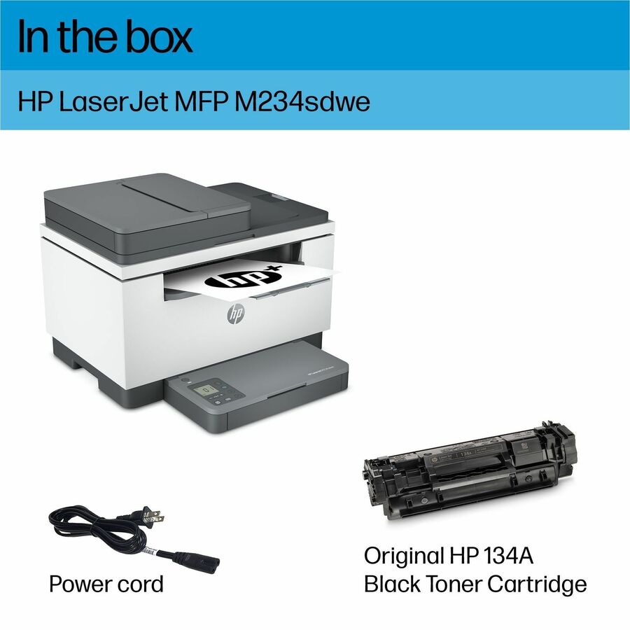 HP LaserJet M234sdwe Laser Multifunction Printer-Monochrome-Copier/Scanner-30 ppm Mono Print-600x600 dpi Print-Automatic Duplex Print-20000 Pages-150 sheets Input-Color Flatbed/CIS Scanner-600 dpi
