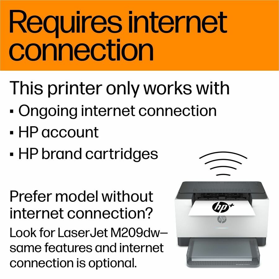 HP LaserJet 200 M209dwe Desktop Wireless Laser Printer - Monochrome