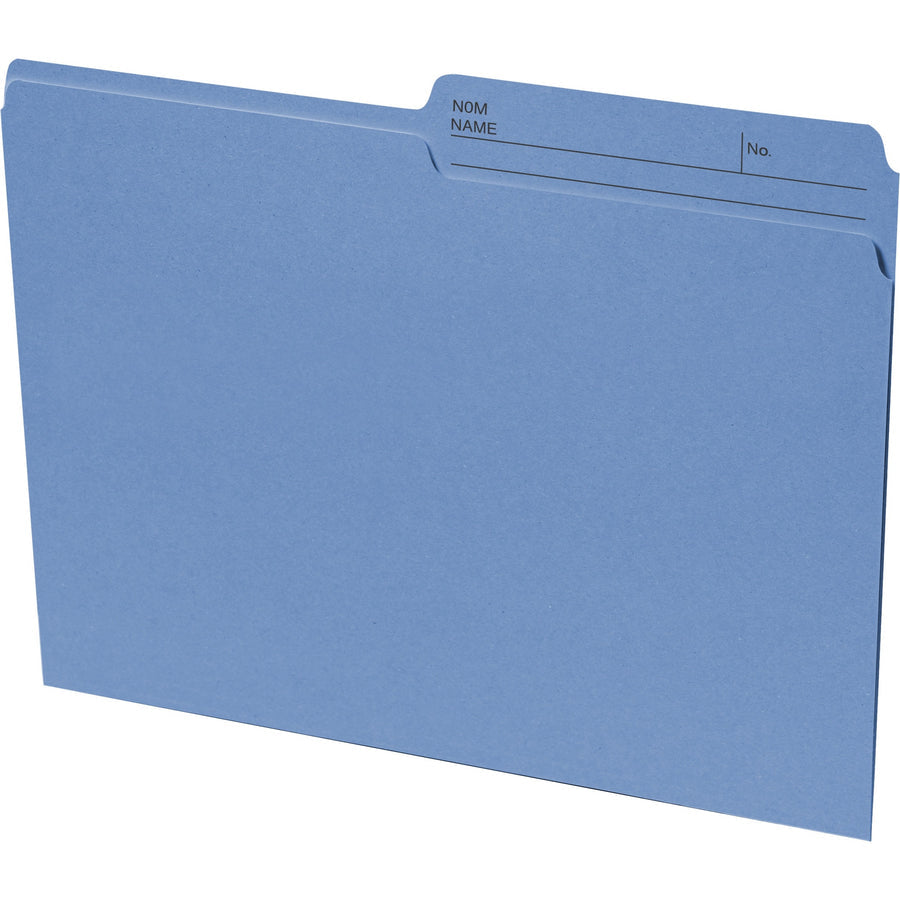 Continental Recycled File Folders - Letter, 1/2-Cut Reversible Tab, Box of 100 - Blue
