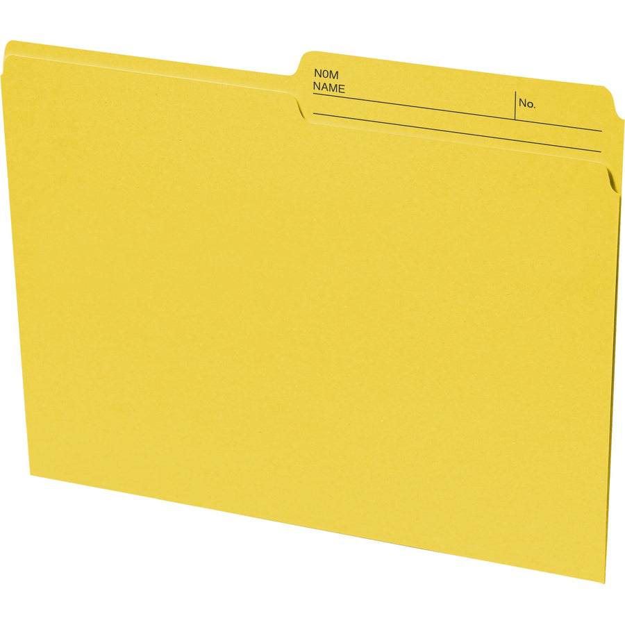 Continental Recycled File Folders - Letter, 1/2-Cut Reversible Tab, Box of 100 - Yellow