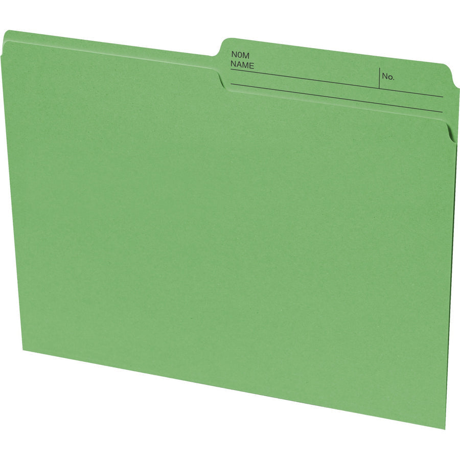 Continental Recycled File Folders - Letter, 1/2-Cut Reversible Tab, Box of 100 - Bright Green