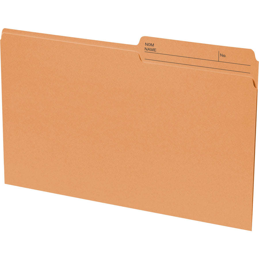 Continental Recycled File Folders - Legal, 1/2-Cut Reversible Tab, Box of 100 - Orange