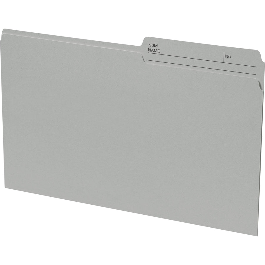 Continental Recycled File Folders - Legal, 1/2-Cut Reversible Tab, Box of 100 - Grey