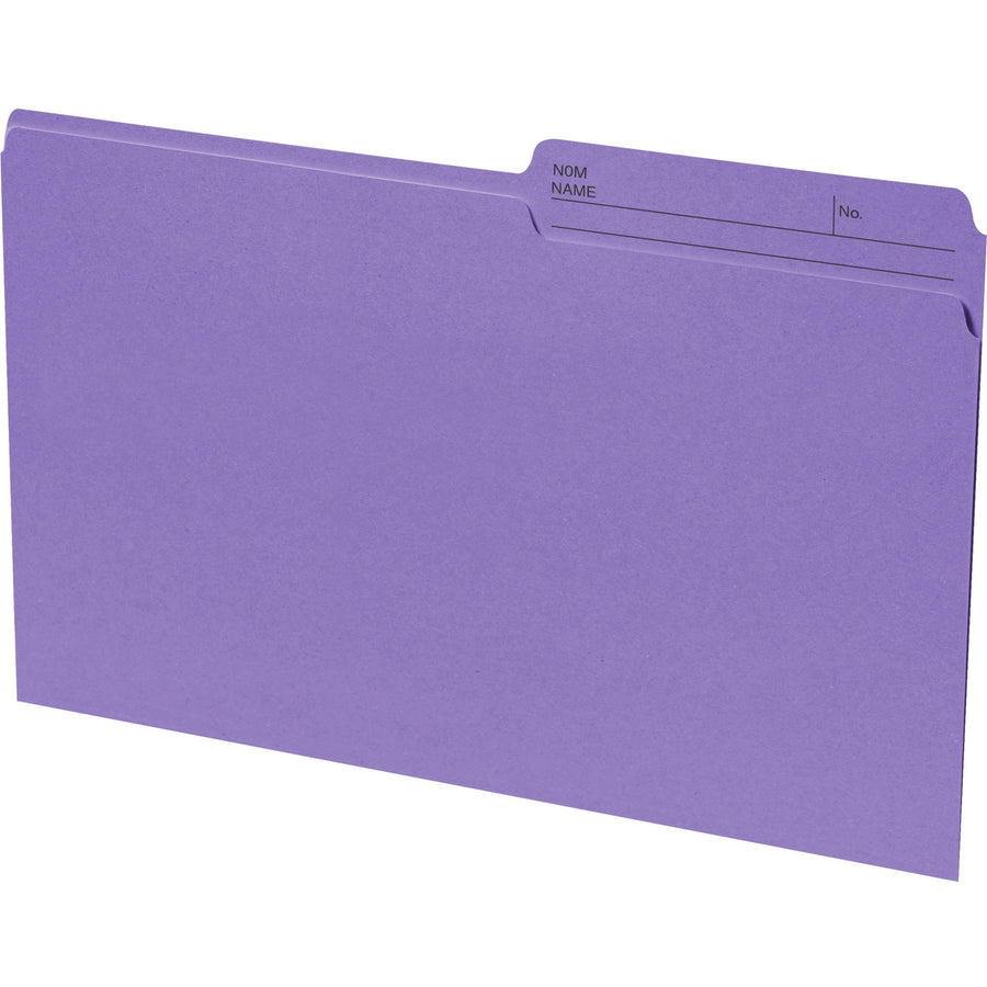 Continental Recycled File Folders - Legal, 1/2-Cut Reversible Tab, Box of 100 - Violet