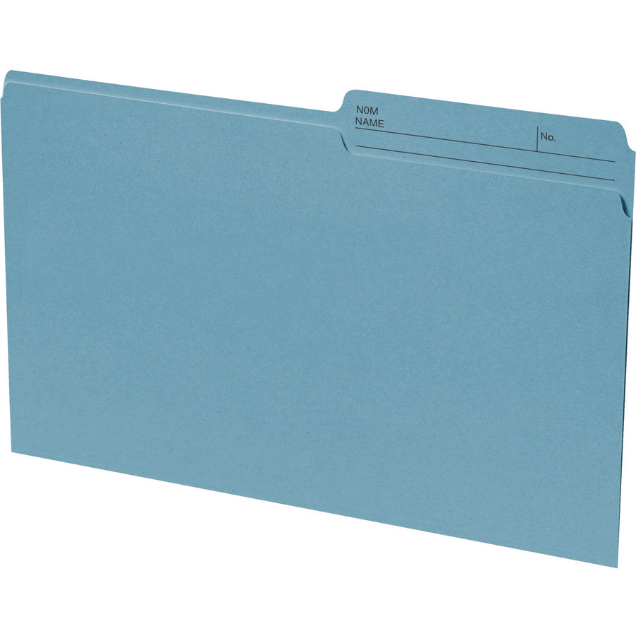 Continental Recycled File Folders - Legal, 1/2-Cut Reversible Tab, Box of 100 - Teal