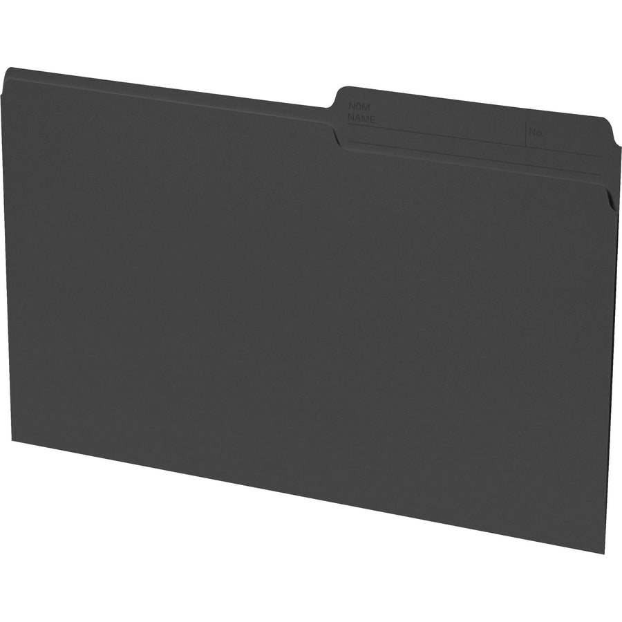Continental Recycled File Folders - Legal, 1/2-Cut Reversible Tab, Box of 100 - Black