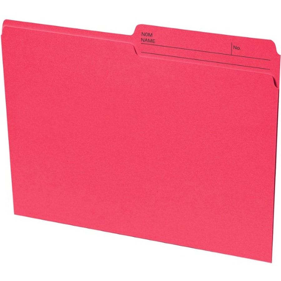 Continental Recycled File Folders - Letter, 1/2-Cut Reversible Tab, Box of 100 - Red