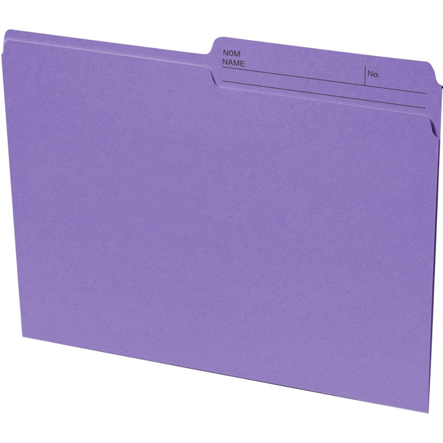 Continental Recycled File Folders - Letter, 1/2-Cut Reversible Tab, Box of 100 - Violet