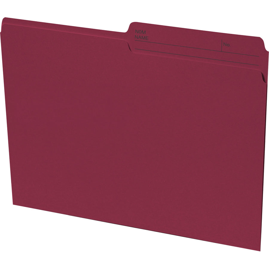 Continental Recycled File Folders - Letter, 1/2-Cut Reversible Tab, Box of 100 - Burgundy