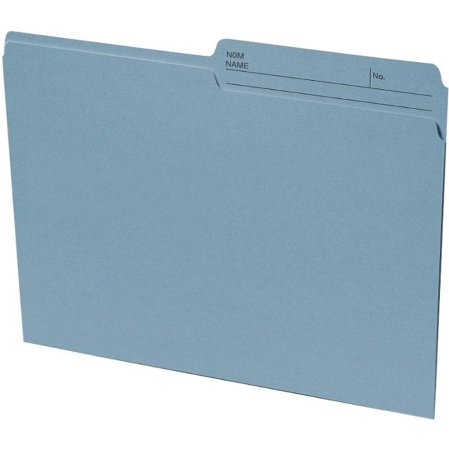 Continental Recycled File Folders - Letter, 1/2-Cut Reversible Tab, Box of 100 - Teal