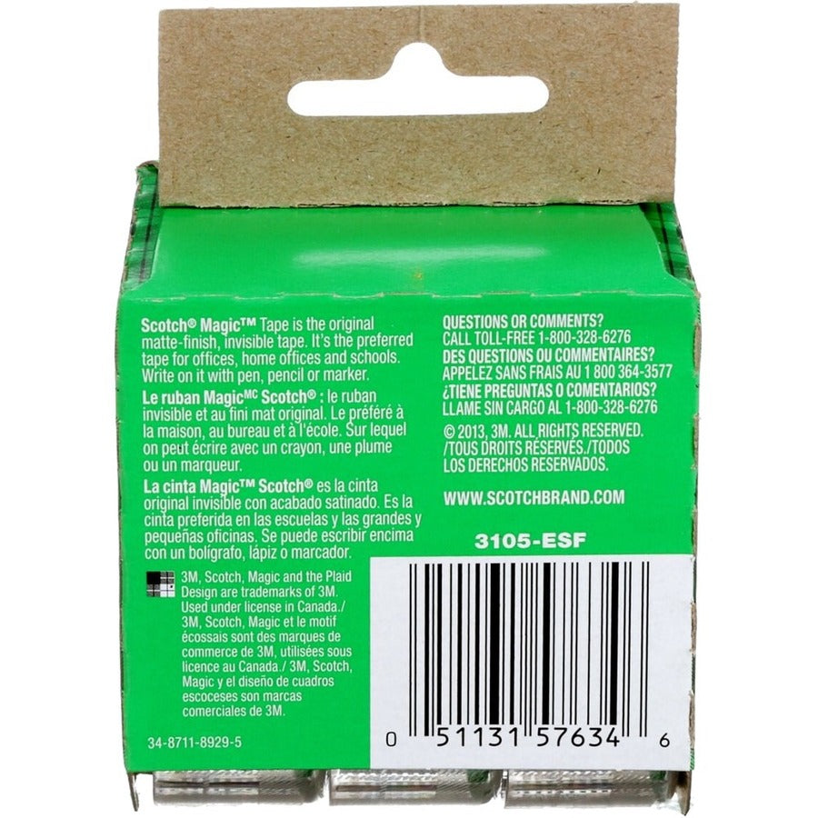 Scotch Magic Invisible Tape Dispensers 3/4" (19 mm x 8.9 m) 3/pkg