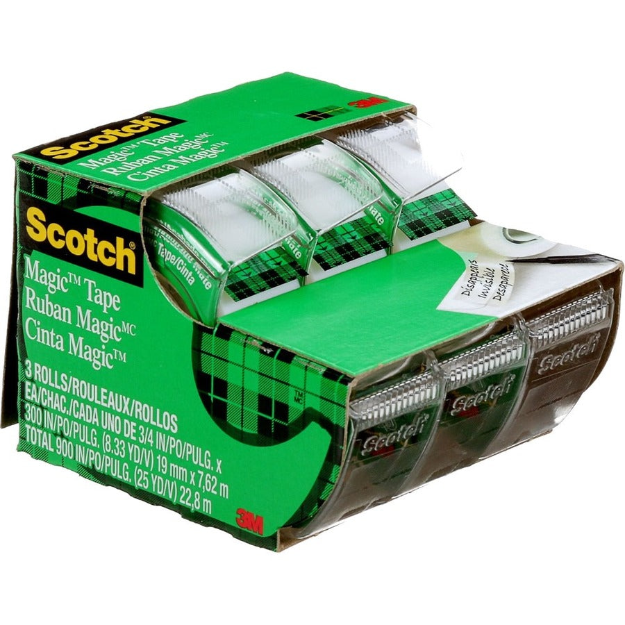 Scotch Magic Invisible Tape Dispensers 3/4" (19 mm x 8.9 m) 3/pkg