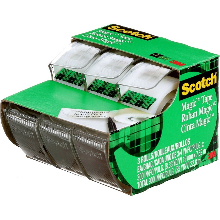 Scotch Magic Invisible Tape Dispensers 3/4" (19 mm x 8.9 m) 3/pkg