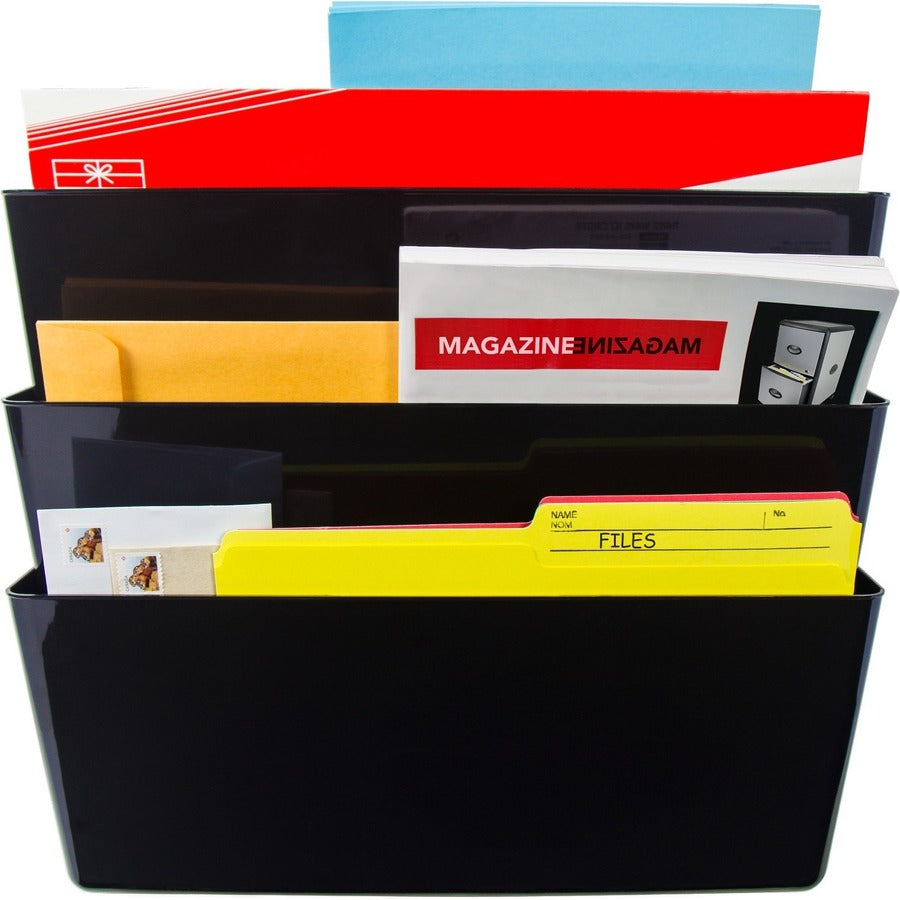 Storex Wall Pocket Files — Black, Legal, 3/Pack