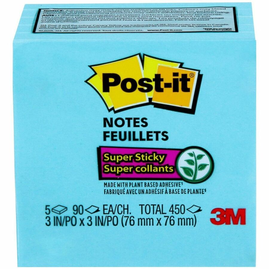 Post-it® Super Sticky Notes 3 in x 3 in, 5 Pads/Pack