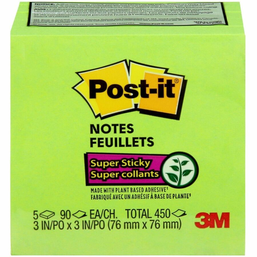 Post-it® Super Sticky Notes 3 in x 3 in, 5 Pads/Pack