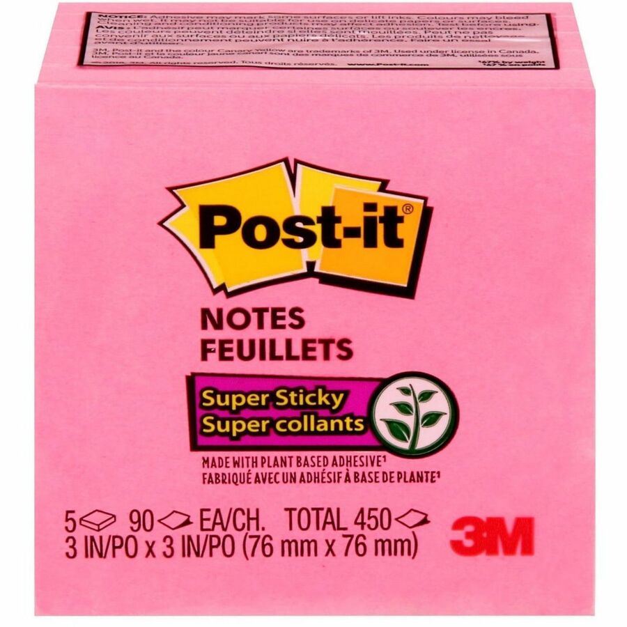 Post-it® Super Sticky Notes 3 in x 3 in, 5 Pads/Pack