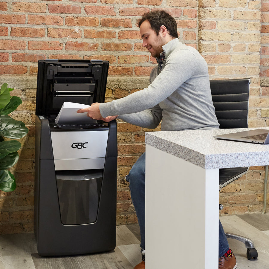 GBC AutoFeed+ 300X Office Shredder – Auto-Feed 300 Sheets, Super Cross-Cut, P-4