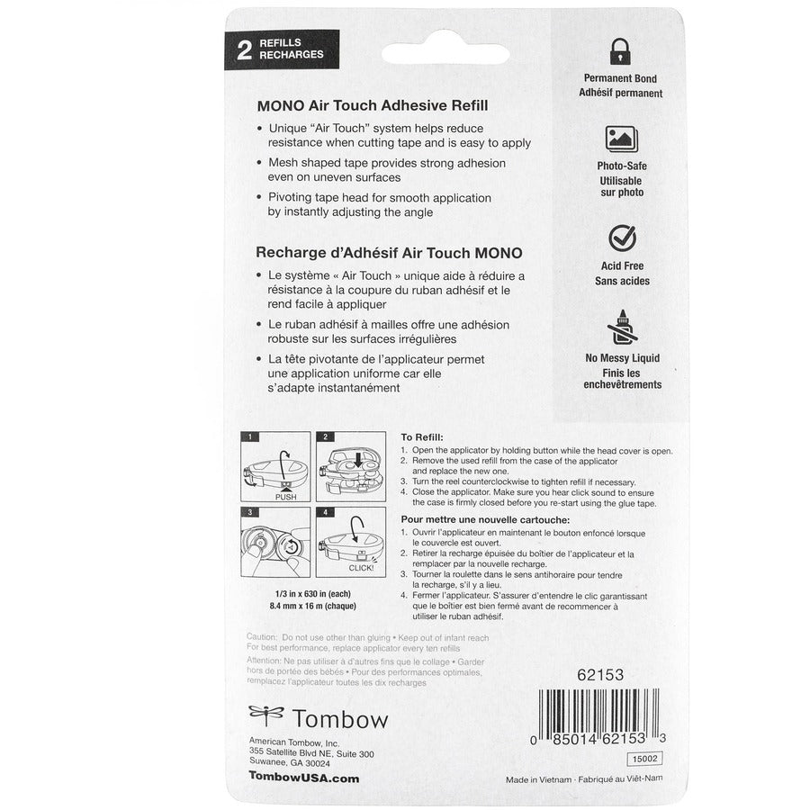 Recharge Tombow, paquet de 2, colle MONO Air Touch