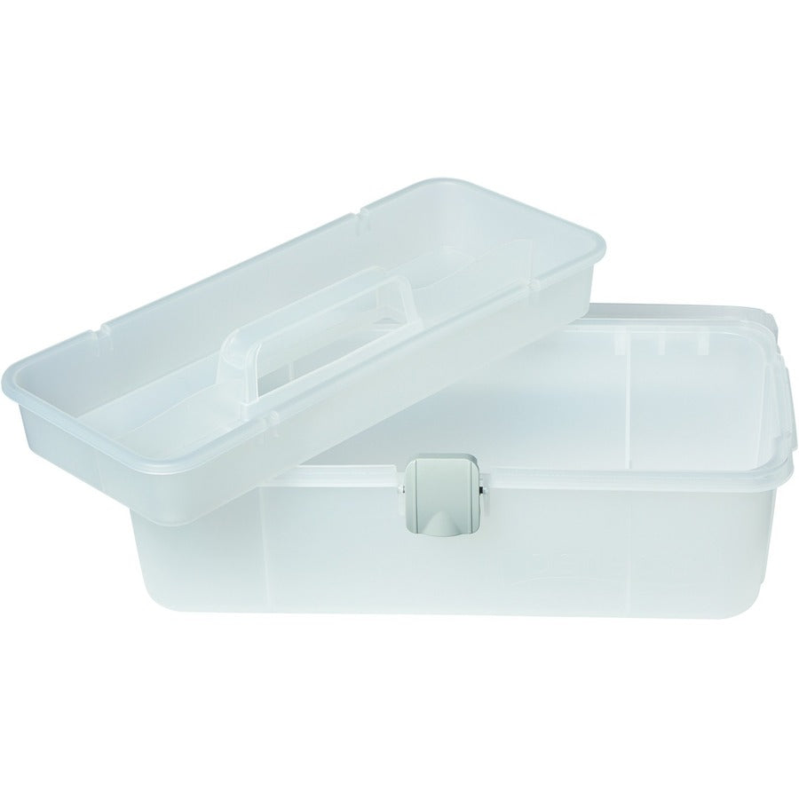 Boîte de rangement à plateau unique Deflecto 7-1/3" x 14-2/5" x 5-1/5" Blanc