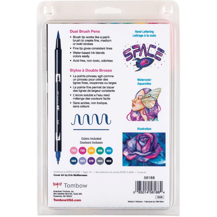 Tombow Dual Brush Pens Assorted Galaxy Colours 10/pkg