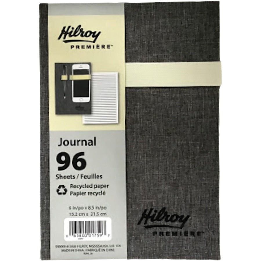 Hilroy Premiere Bungee Journal — 8-1/2" x 6", Grey/Cream