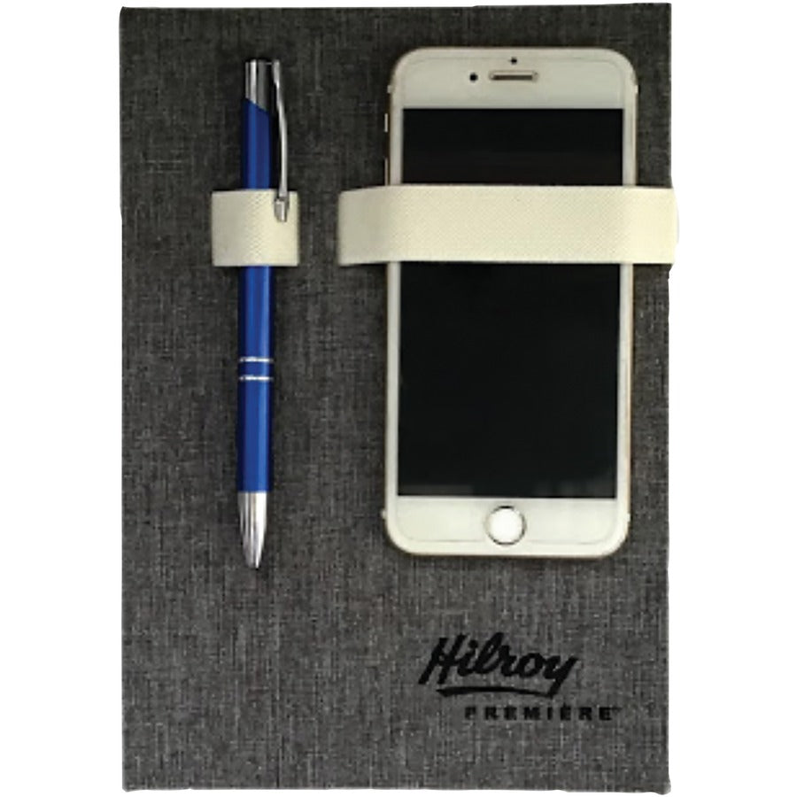 Hilroy Premiere Bungee Journal — 8-1/2" x 6", Grey/Cream