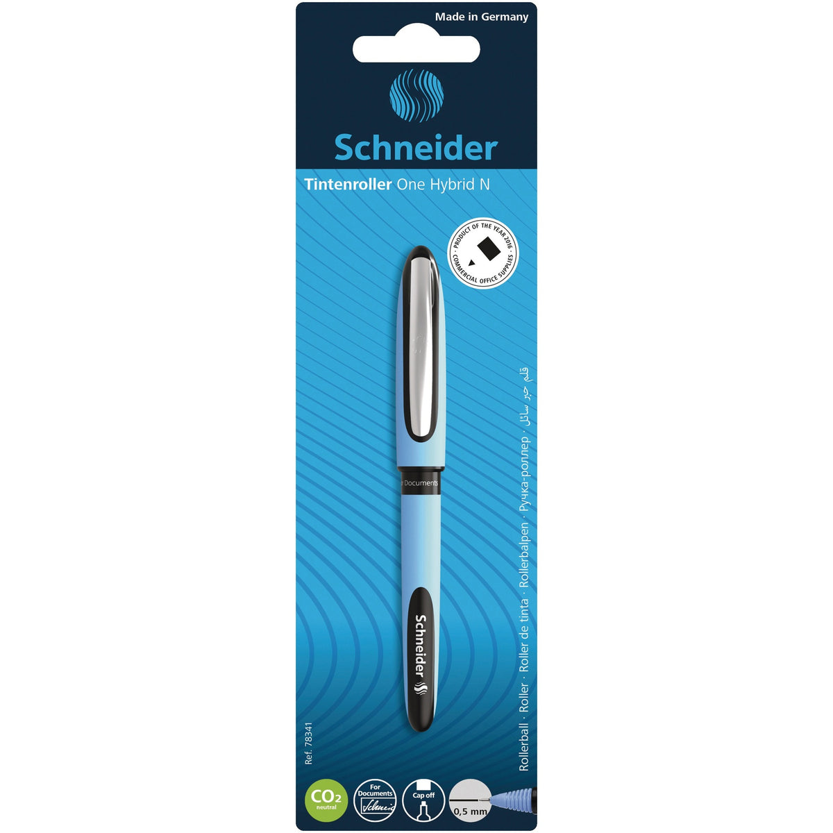 Schneider One Hybrid N rollerball pen, 0.5 mm needle tip, black